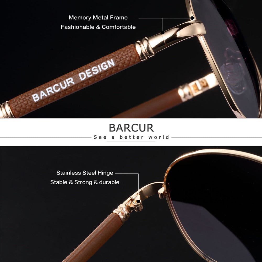 Barcur Design Polarized Pilot Sunglasses - Trendiga pilotglasögon med polariserade linser.