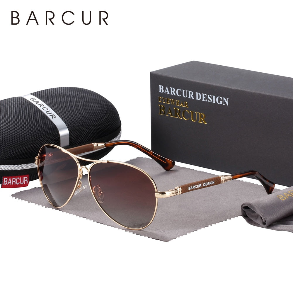 Barcur Design Polarized Pilot Sunglasses - Trendiga pilotglasögon med polariserade linser.