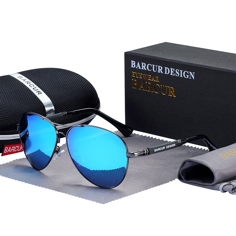 Barcur Design Polarized Pilot Sunglasses - Trendiga pilotglasögon med polariserade linser.