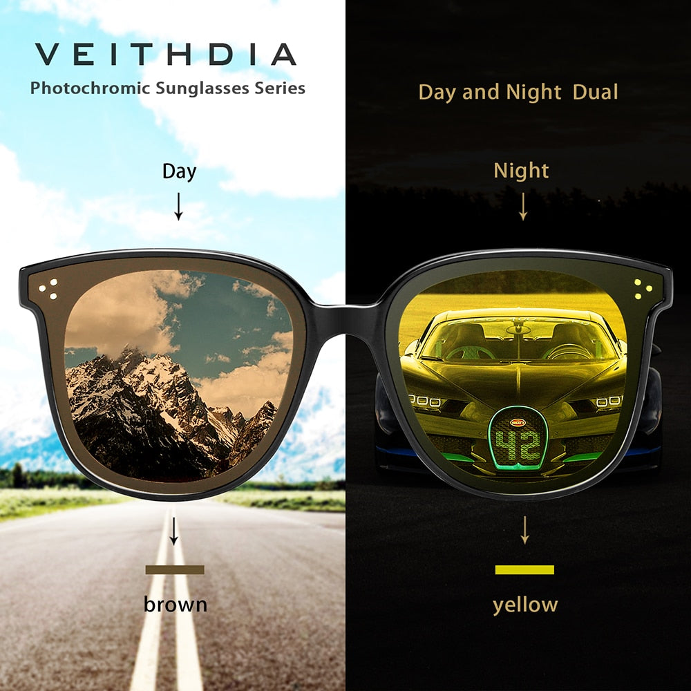 Veithdia DualShift - Gradient Photochromic Solglasögon med Polariserade Spegel-Linser