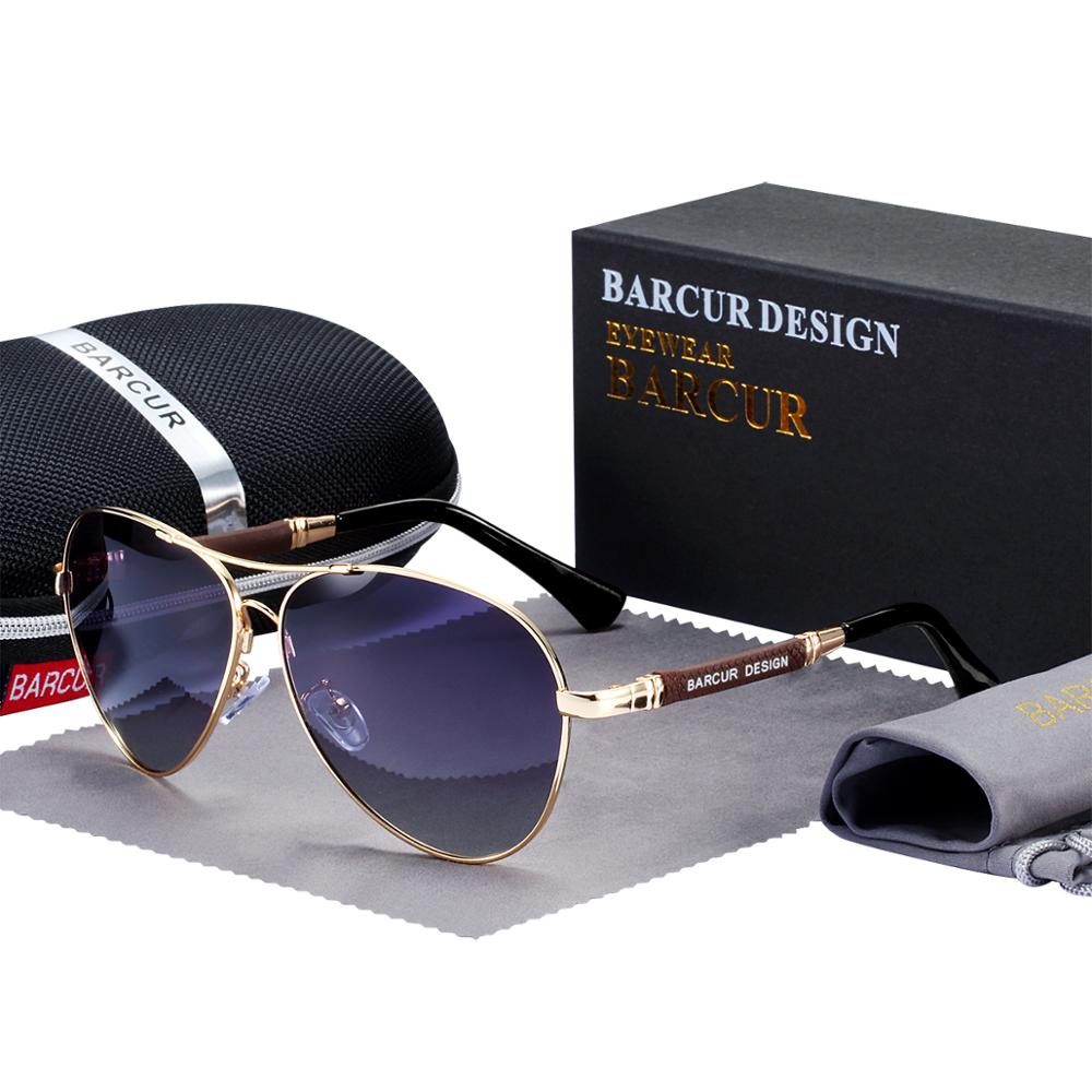 Barcur Design Polarized Pilot Sunglasses - Trendiga pilotglasögon med polariserade linser.