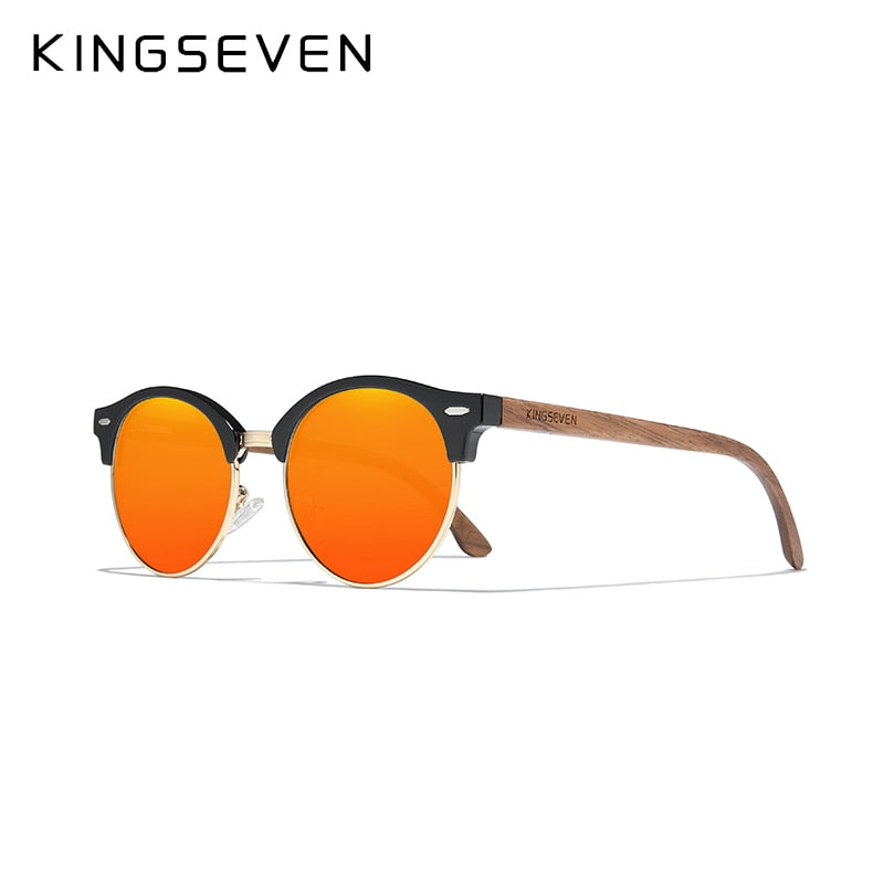 KingSeven Black Walnut Retro -Valnötsolglasögon - Tidlös stil och hög kvalitet från KingSeven