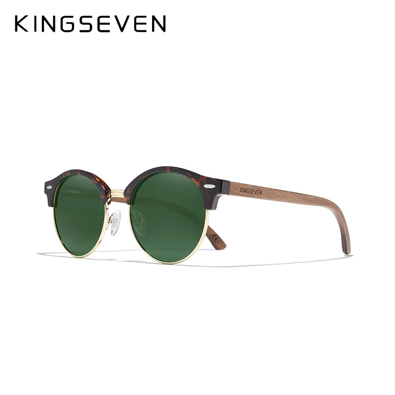 KingSeven Black Walnut Retro -Valnötsolglasögon - Tidlös stil och hög kvalitet från KingSeven