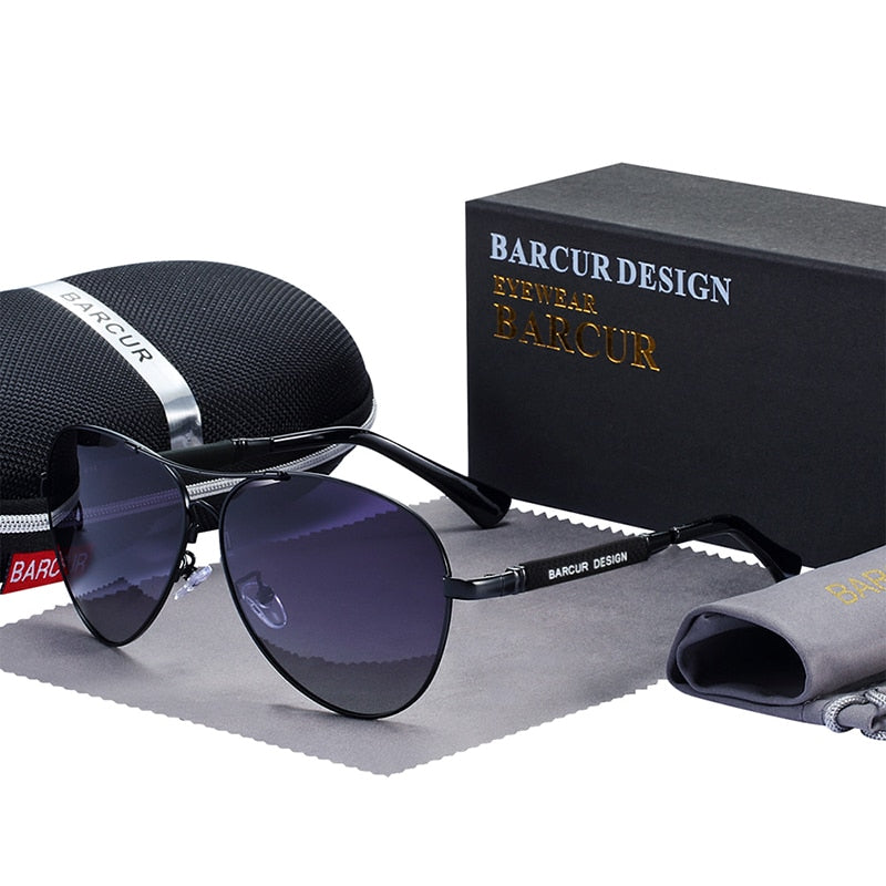 Barcur Design Polarized Pilot Sunglasses - Trendiga pilotglasögon med polariserade linser.