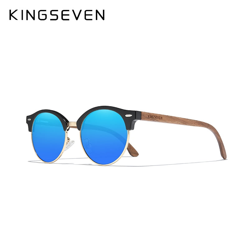 KingSeven Black Walnut Retro -Valnötsolglasögon - Tidlös stil och hög kvalitet från KingSeven