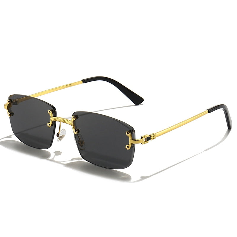 HBK Luxury Metal Rimless Solglasögon - Kvalitetssolglasögon med retrostil och gradientfärgade linser.