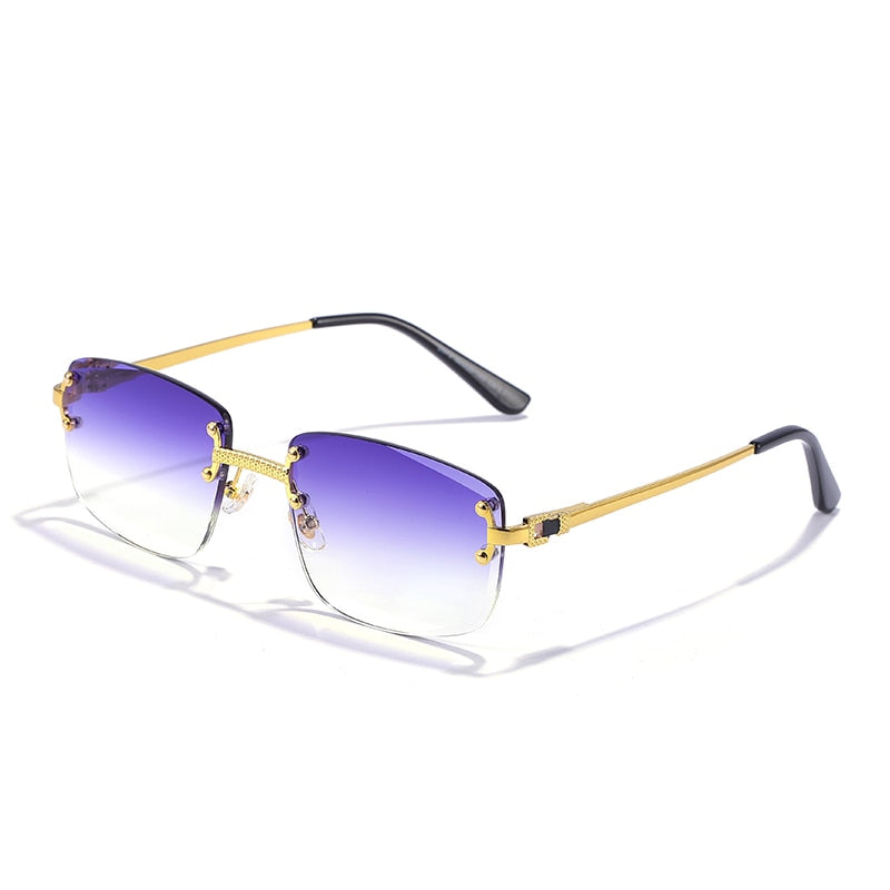 HBK Luxury Metal Rimless Solglasögon - Kvalitetssolglasögon med retrostil och gradientfärgade linser.