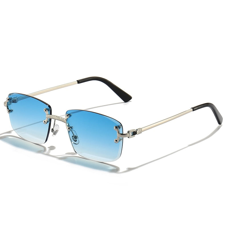 HBK Luxury Metal Rimless Solglasögon - Kvalitetssolglasögon med retrostil och gradientfärgade linser.