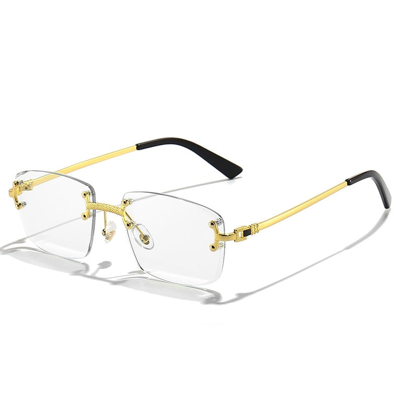 HBK Luxury Metal Rimless Solglasögon - Kvalitetssolglasögon med retrostil och gradientfärgade linser.