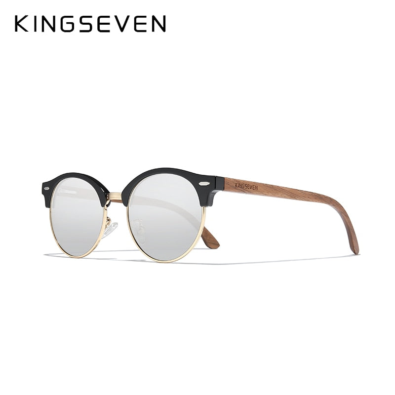 KingSeven Black Walnut Retro -Valnötsolglasögon - Tidlös stil och hög kvalitet från KingSeven