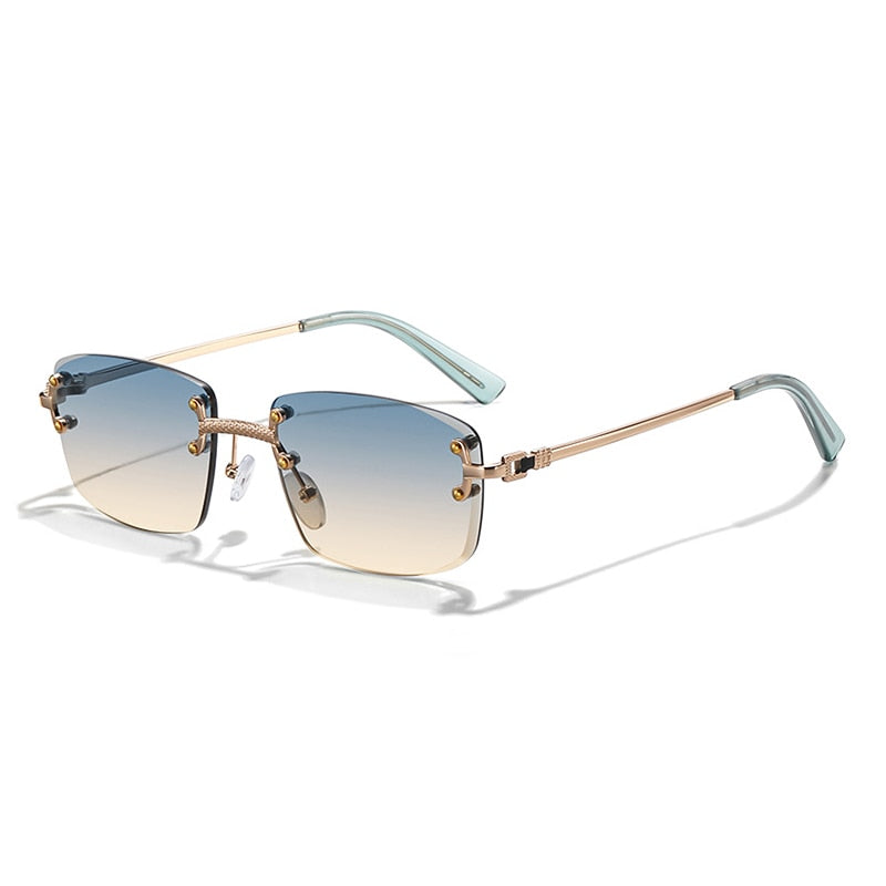 HBK Luxury Metal Rimless Solglasögon - Kvalitetssolglasögon med retrostil och gradientfärgade linser.