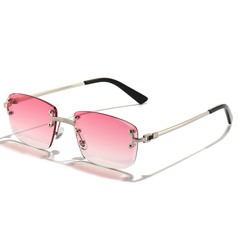 HBK Luxury Metal Rimless Solglasögon - Kvalitetssolglasögon med retrostil och gradientfärgade linser.