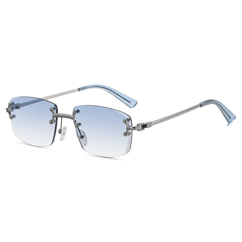 HBK Luxury Metal Rimless Solglasögon - Kvalitetssolglasögon med retrostil och gradientfärgade linser.