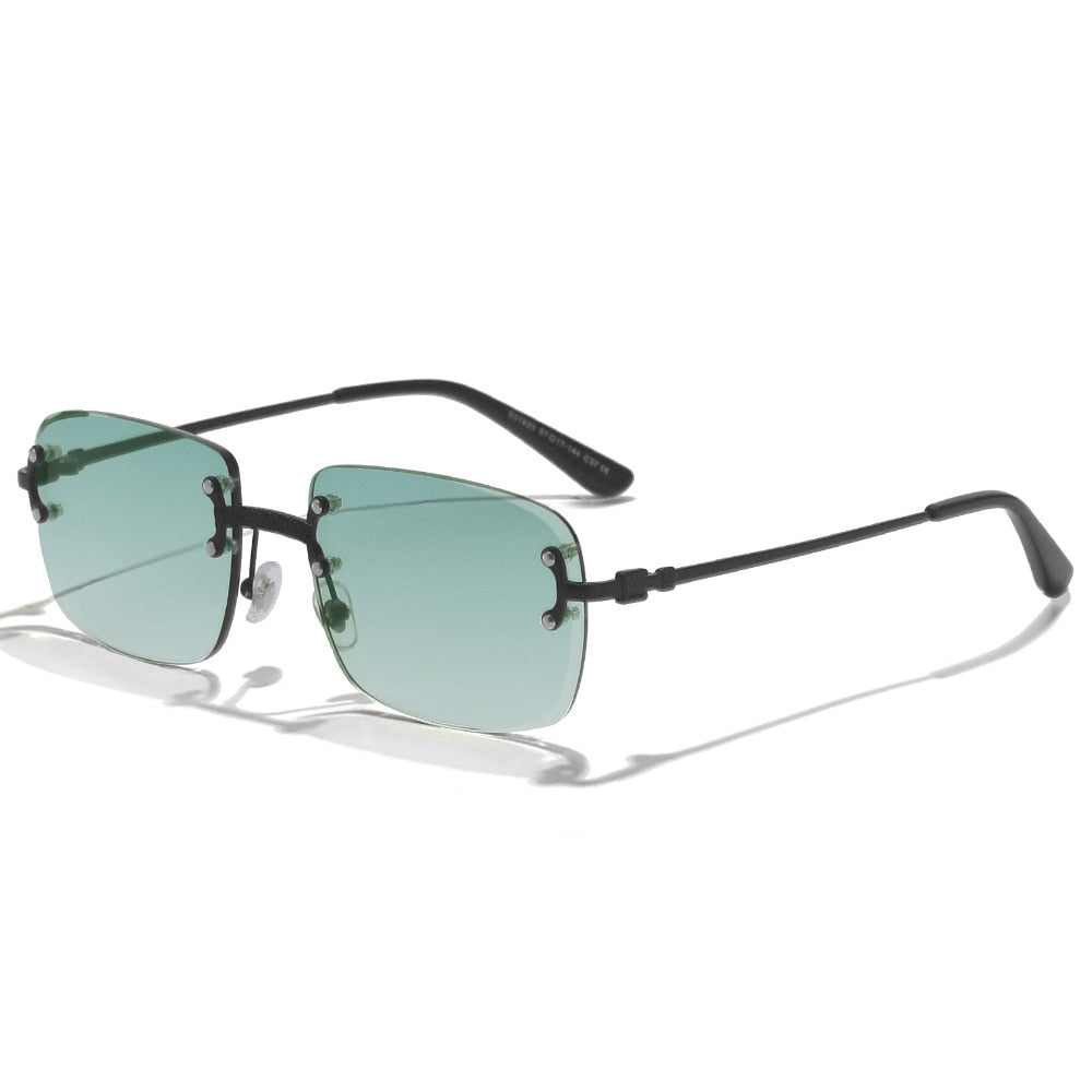 HBK Luxury Metal Rimless Solglasögon - Kvalitetssolglasögon med retrostil och gradientfärgade linser.