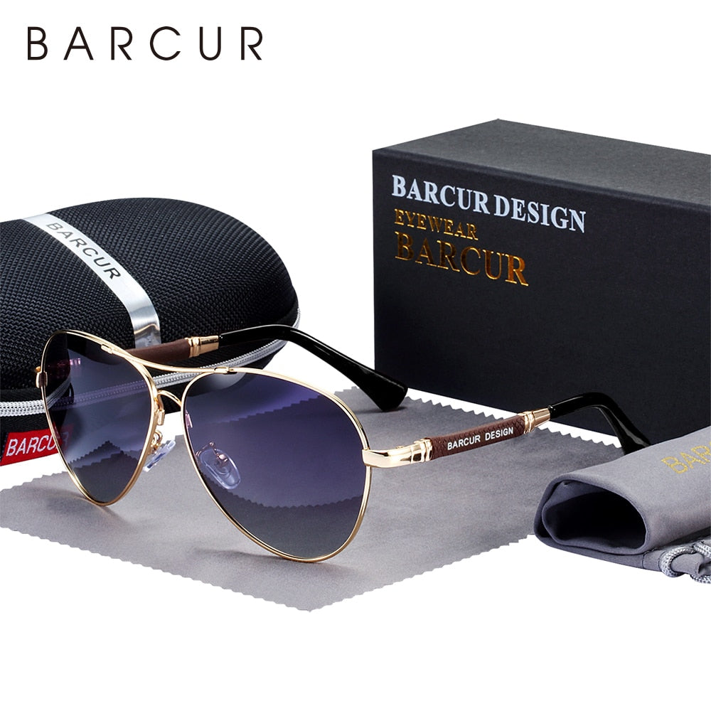 Barcur Design Polarized Pilot Sunglasses - Trendiga pilotglasögon med polariserade linser.